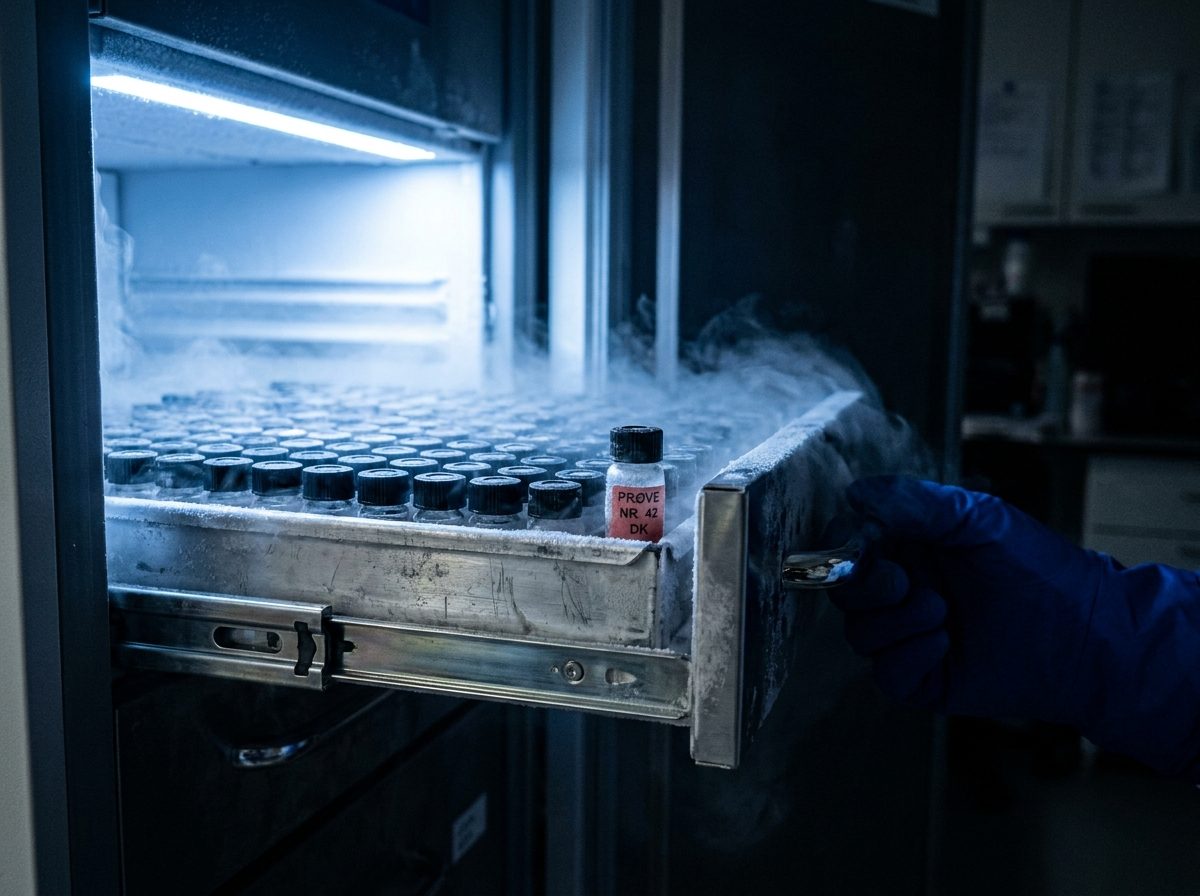 Peptide vials in cold storage