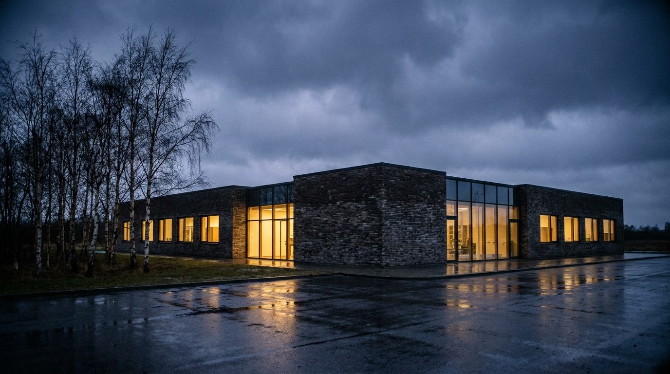 The Pepthena facility at blue hour